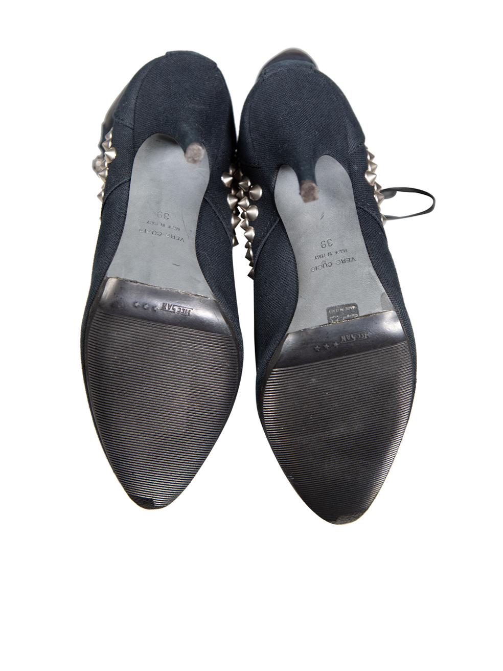 Giuseppe Zanotti x Balmain Marineblaue Stiefel mit Nieten und Schnürung und Reißverschluss Größe IT 39 Damen im Angebot
