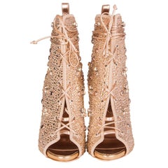 GIUSEPPE ZANOTTI x Jennifer Lopez nude CRYSTAL LYNDA Ankle Boots Shoes 38