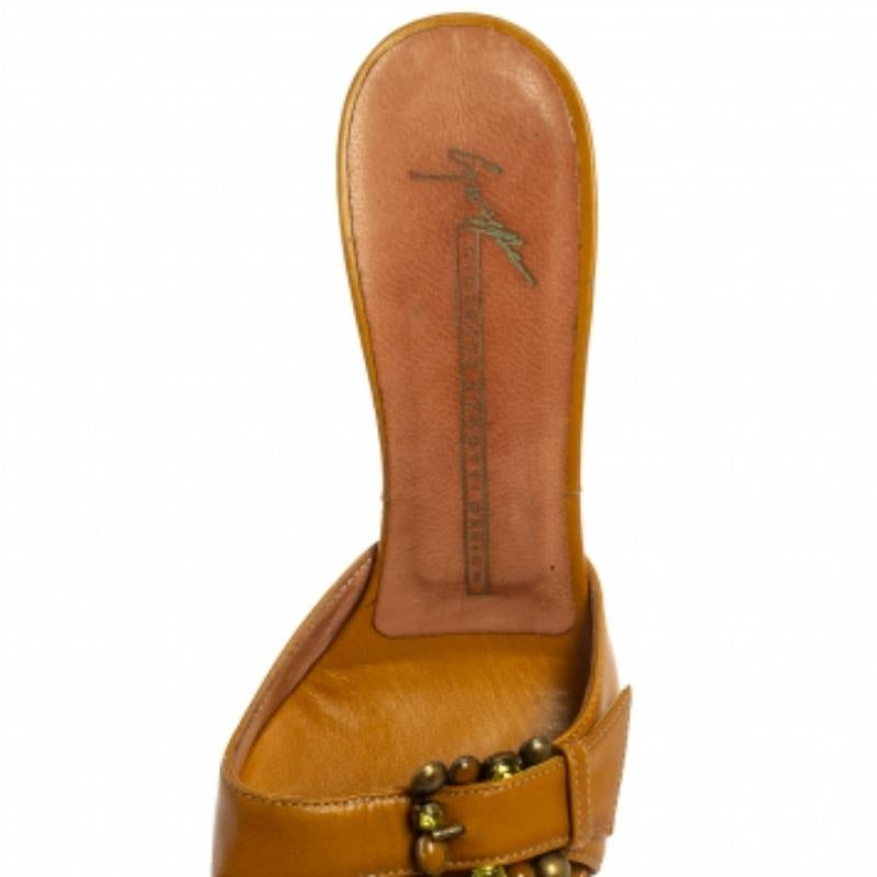 Giuseppe Zanotti Yellow  Leather Buckle Embellishment Sandals Size 36 For Sale 3