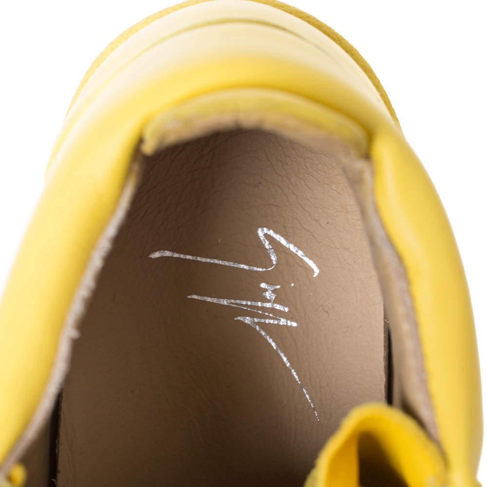 Giuseppe Zanotti Yellow Leather Gold Chain Laces Dual Zip Sneakers Size 35 3