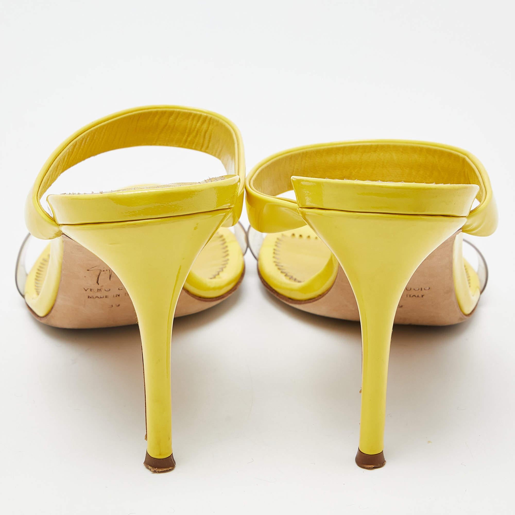 Giuseppe Zanotti Yellow Patent Leather Slide Sandals Size 39 1