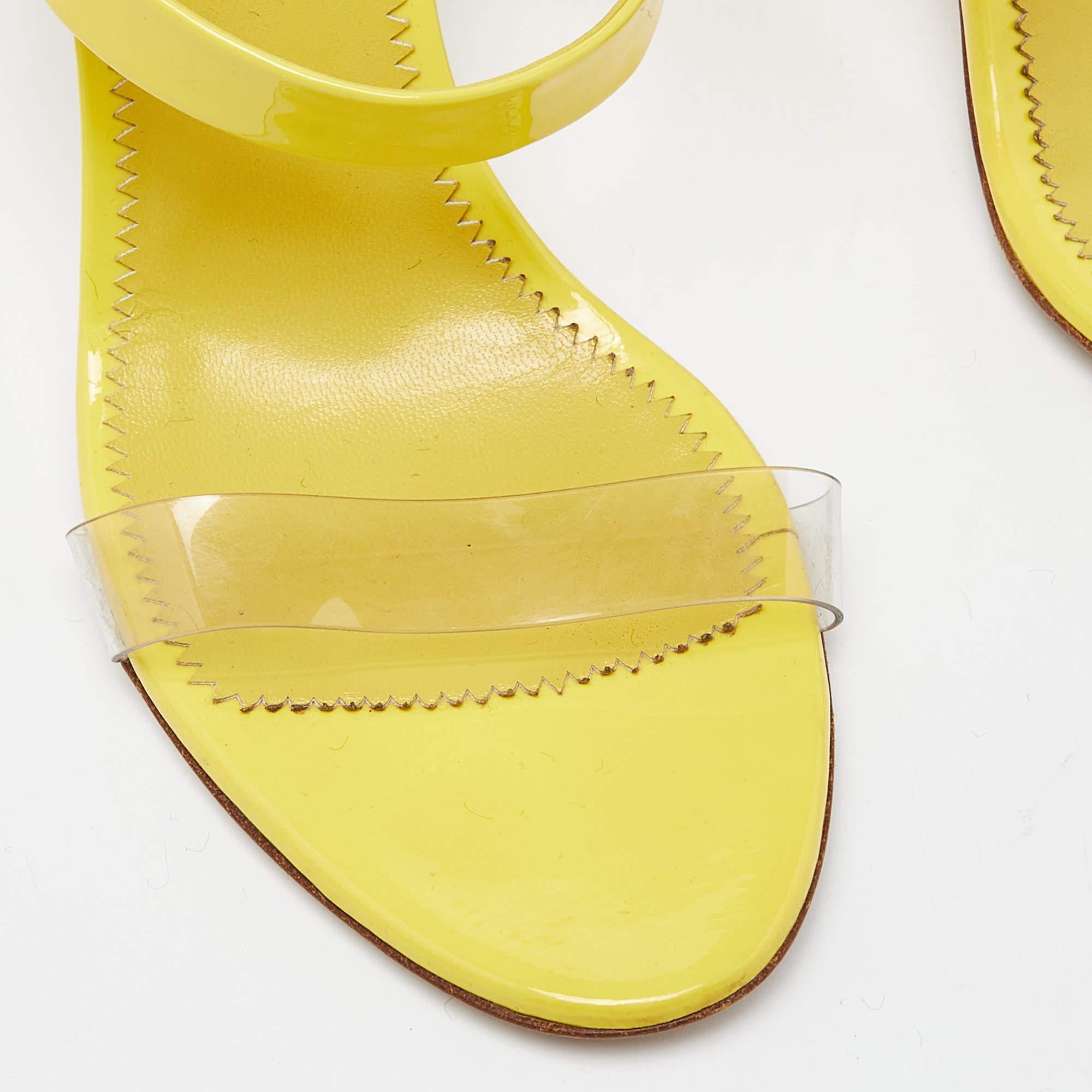 Giuseppe Zanotti Yellow Patent Leather Slide Sandals Size 39 3