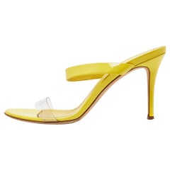 Giuseppe Zanotti Yellow Patent Leather Slide Sandals Size 39