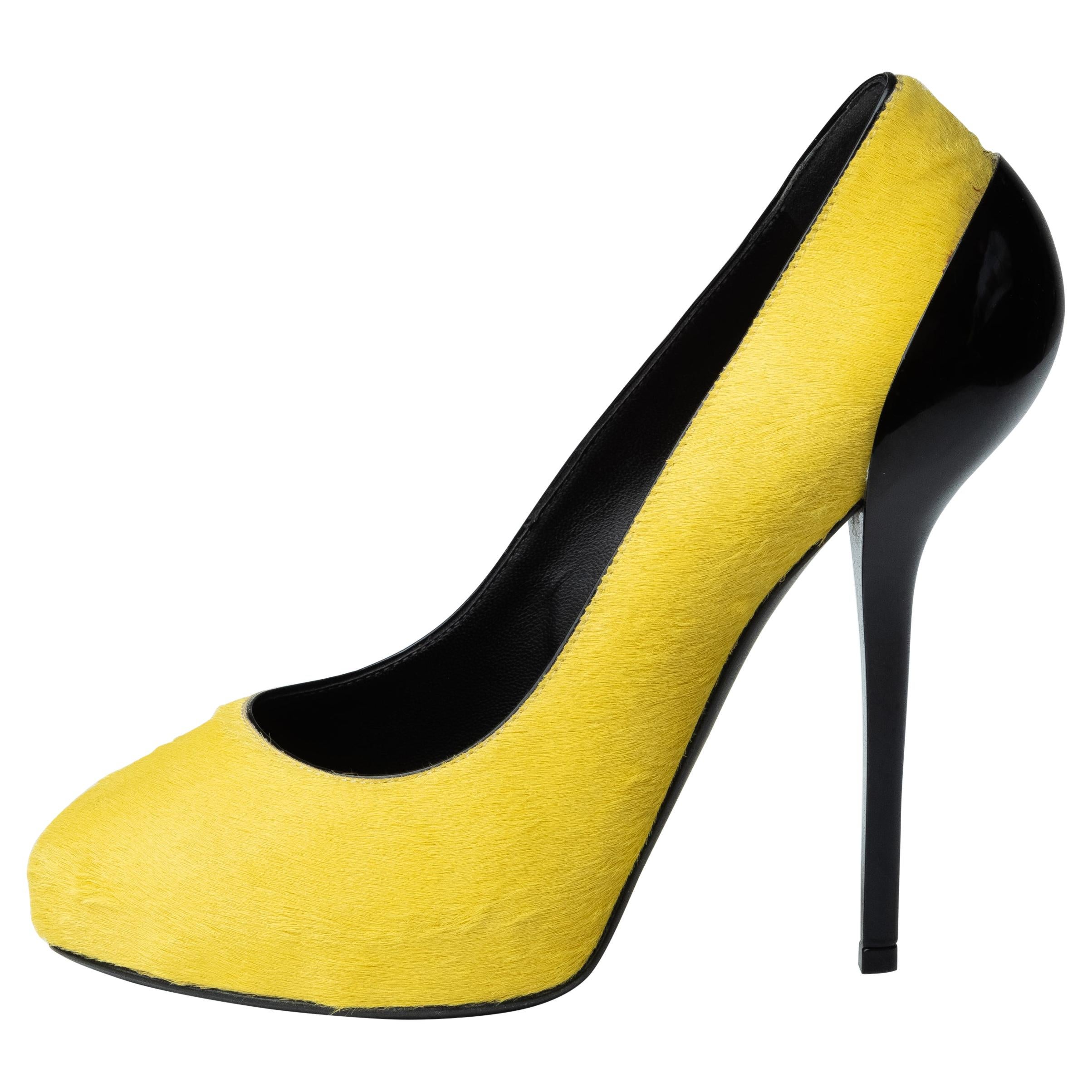 Neon Yellow Mugler x Jimmy Choo Leather and Mesh Pumps Size 39 For Sale at  1stDibs