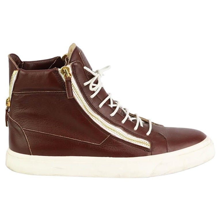 Giuseppe Zanotti Zip Detailed Leather High Top Sneakers EU 45 UK 11 US 12  For Sale at 1stDibs | eu 45 to uk