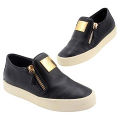 Used Giuseppe Zanotti Zip Slip-On 38 Leather Sneakers GZ-0208N-0016