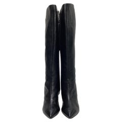 Giuseppe Zanotti Zipped Heeled Knee-High Boots in Black Leather