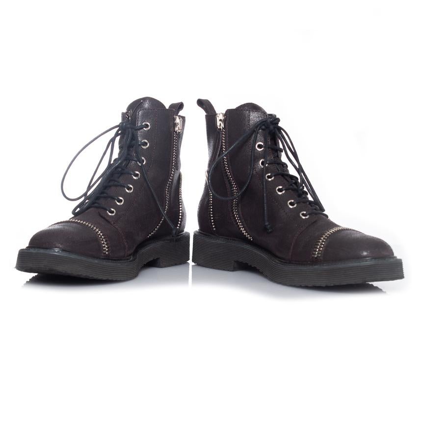 Giuseppe Zanotti, Biker-Stiefel mit Reißverschluss zum Schnüren im Angebot 2