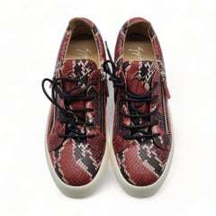 Giuseppe Zanotti Zwift Snakeskin Embossed Leather Sneakers in Red
