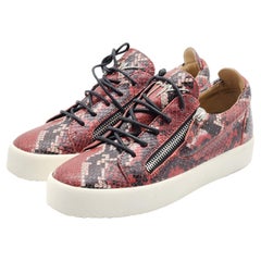 Giuseppe Zanotti Zwift Snakeskin Embossed Leather Sneakers in Red