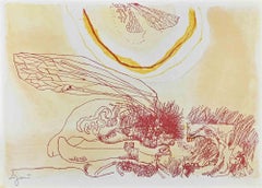 The Moth Wing - Original Lithograph by Giuseppe Zigaina - 1973