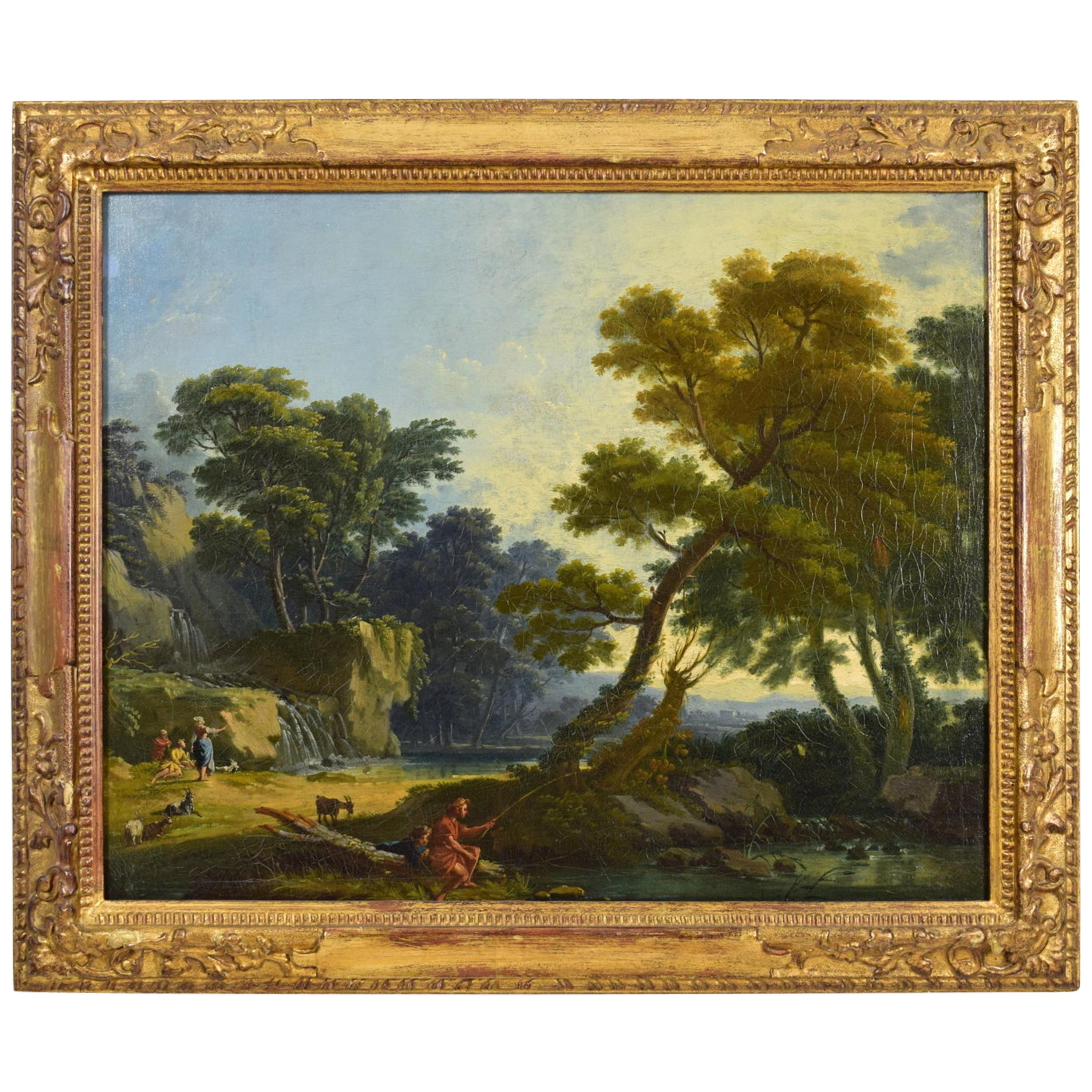 Giuseppe Zocchi 'Attributed' Oil on Canvas, Landscape with Figures