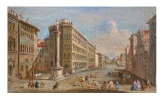 Giuseppe Zocchi (cerchia di), Veduta di Piazza Santa Trinita a Firenze