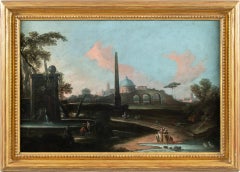 Attribuited Giuseppe Zocchi - 18th century Italian landscape painting - Obelisk