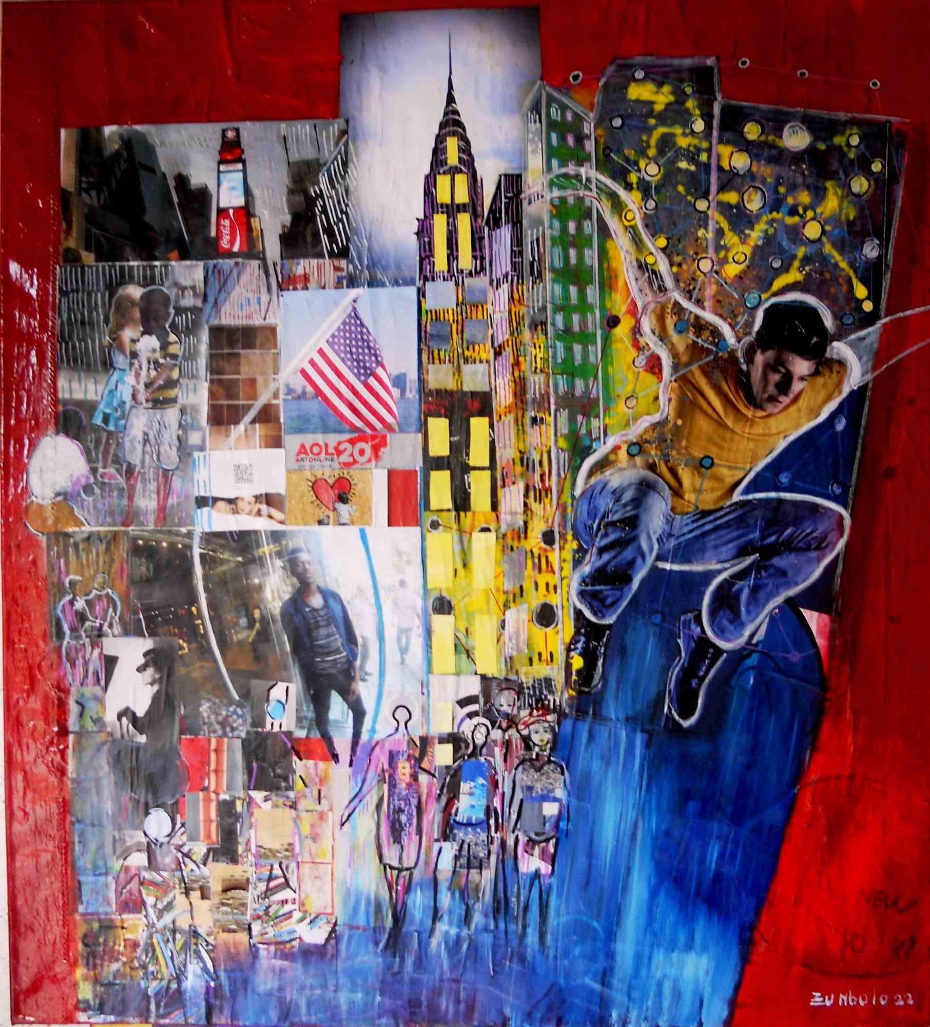 Are you ready for New York? is one of the best works of the artist Giuseppe Zumbolo. It is made on canvas painted in mixed technique, in 2022, from the Future Pop City Cycle.

In this work colors are pure and positive emotions.It quotes a phrase