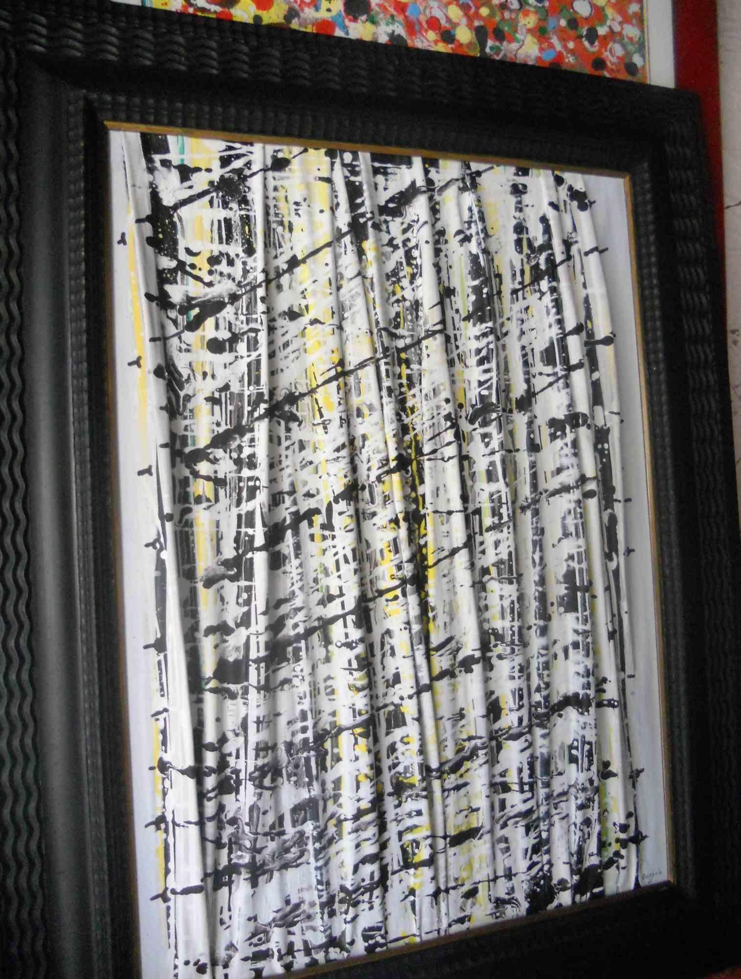 Black and White with Yellow  - Painting by Giuseppe Zumbolo - 2021 For Sale 2
