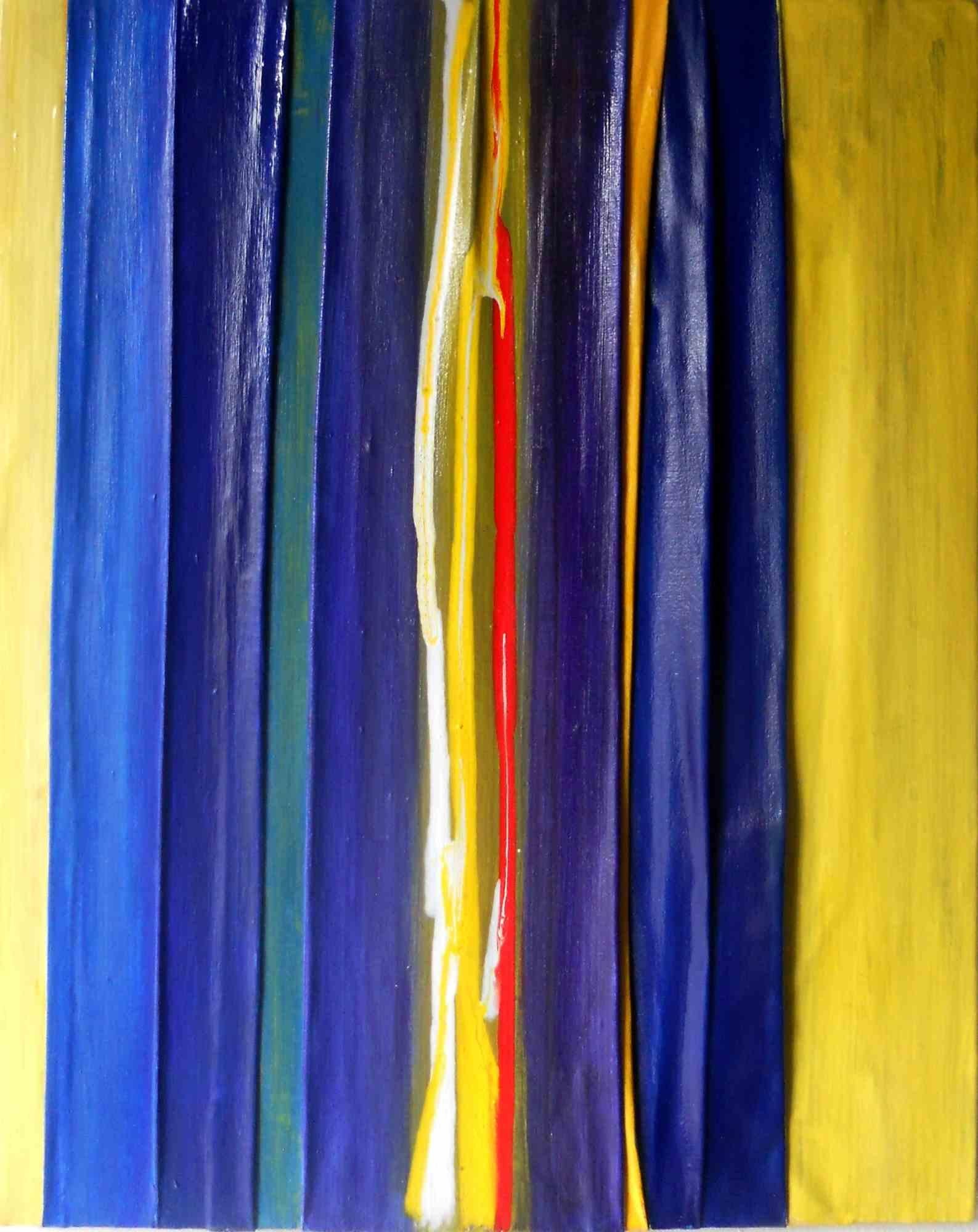 Blue and Yellow Composition - Painting by Giuseppe Zumbolo - 2021 For Sale 1