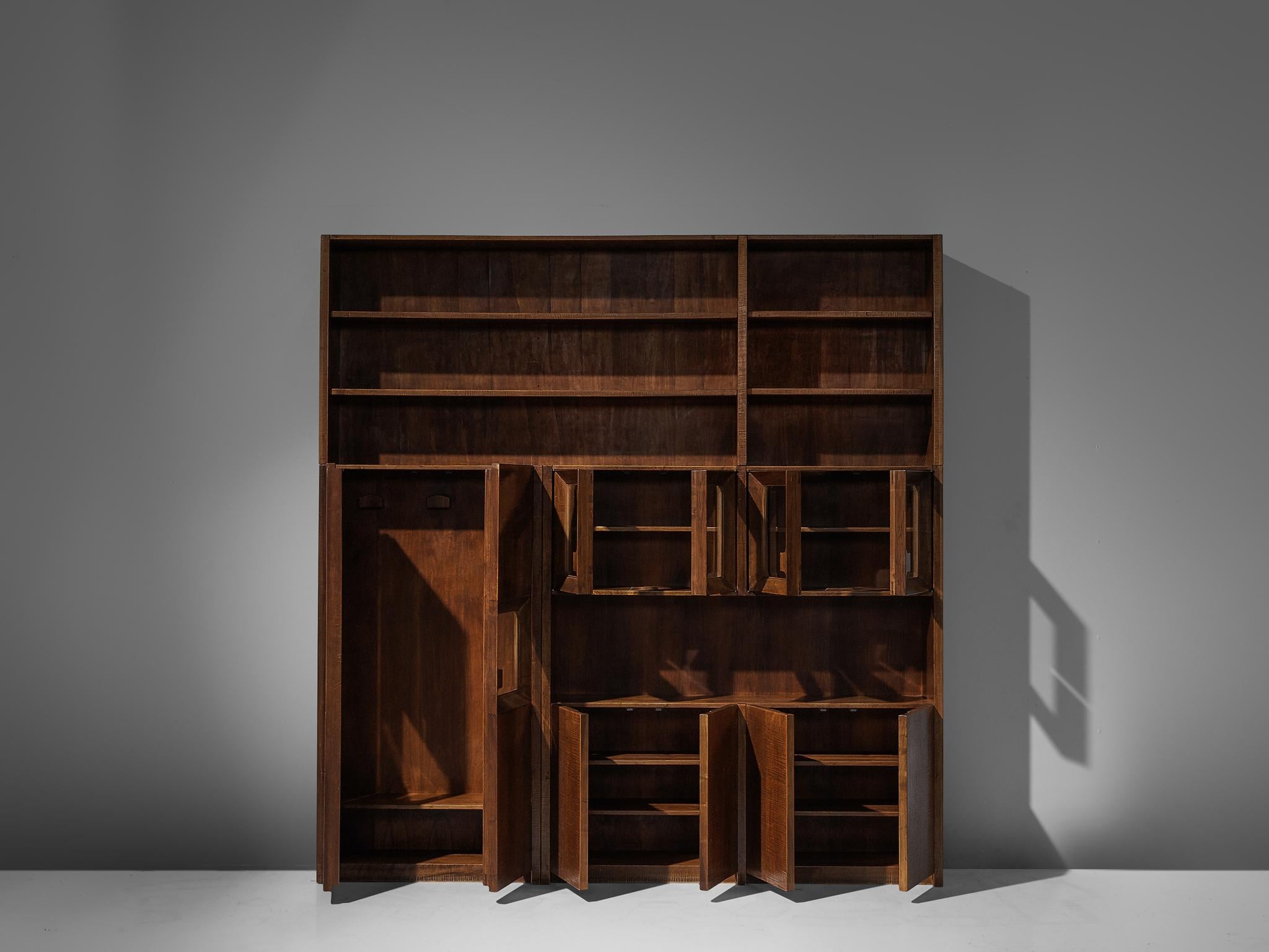 Italian Giusseppe Rivadossi Wall Unit in Carved Oak