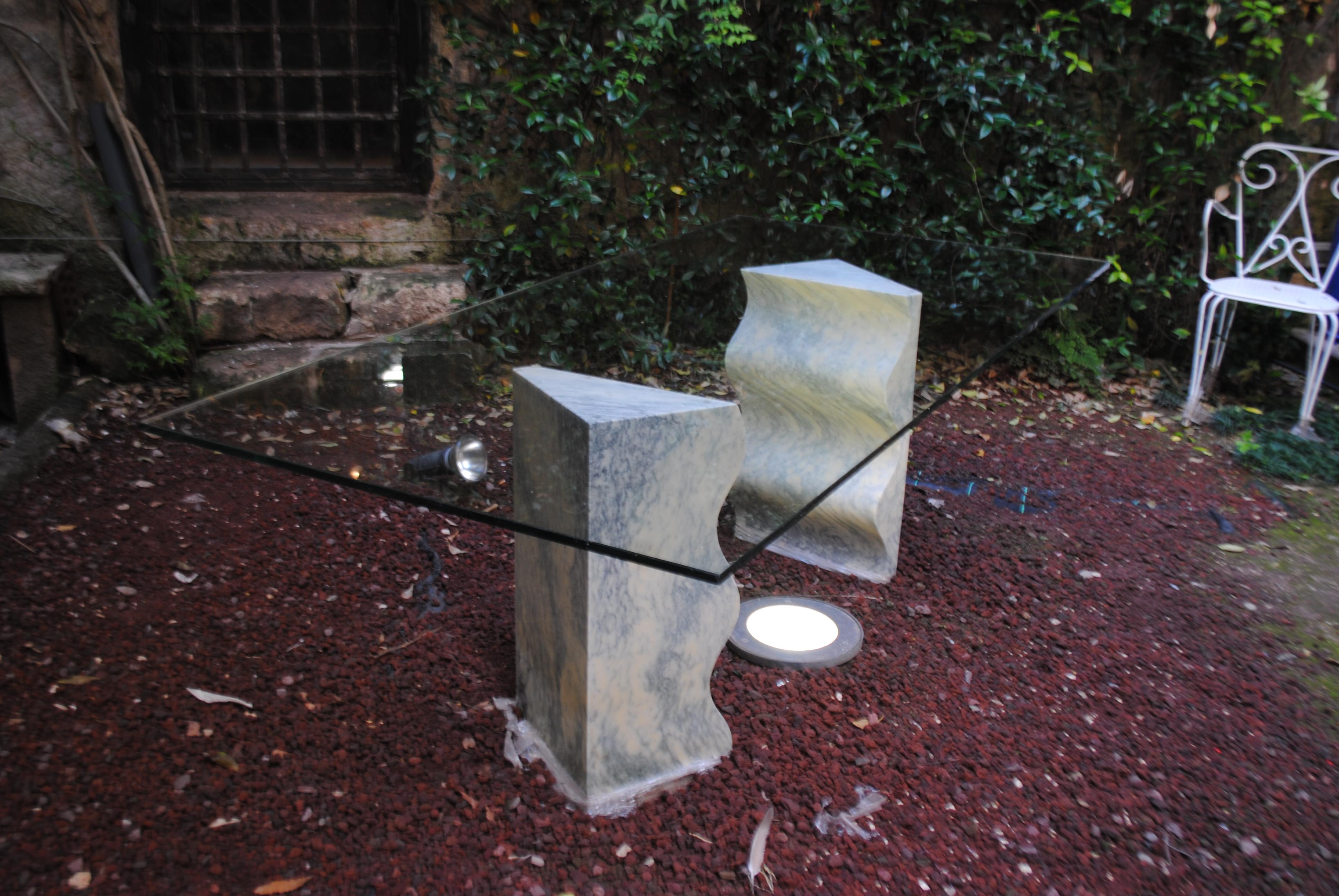 Late 20th Century Giusti & Di Rosa 1980s Table for the Latest Edition Italy in Carrara Marble