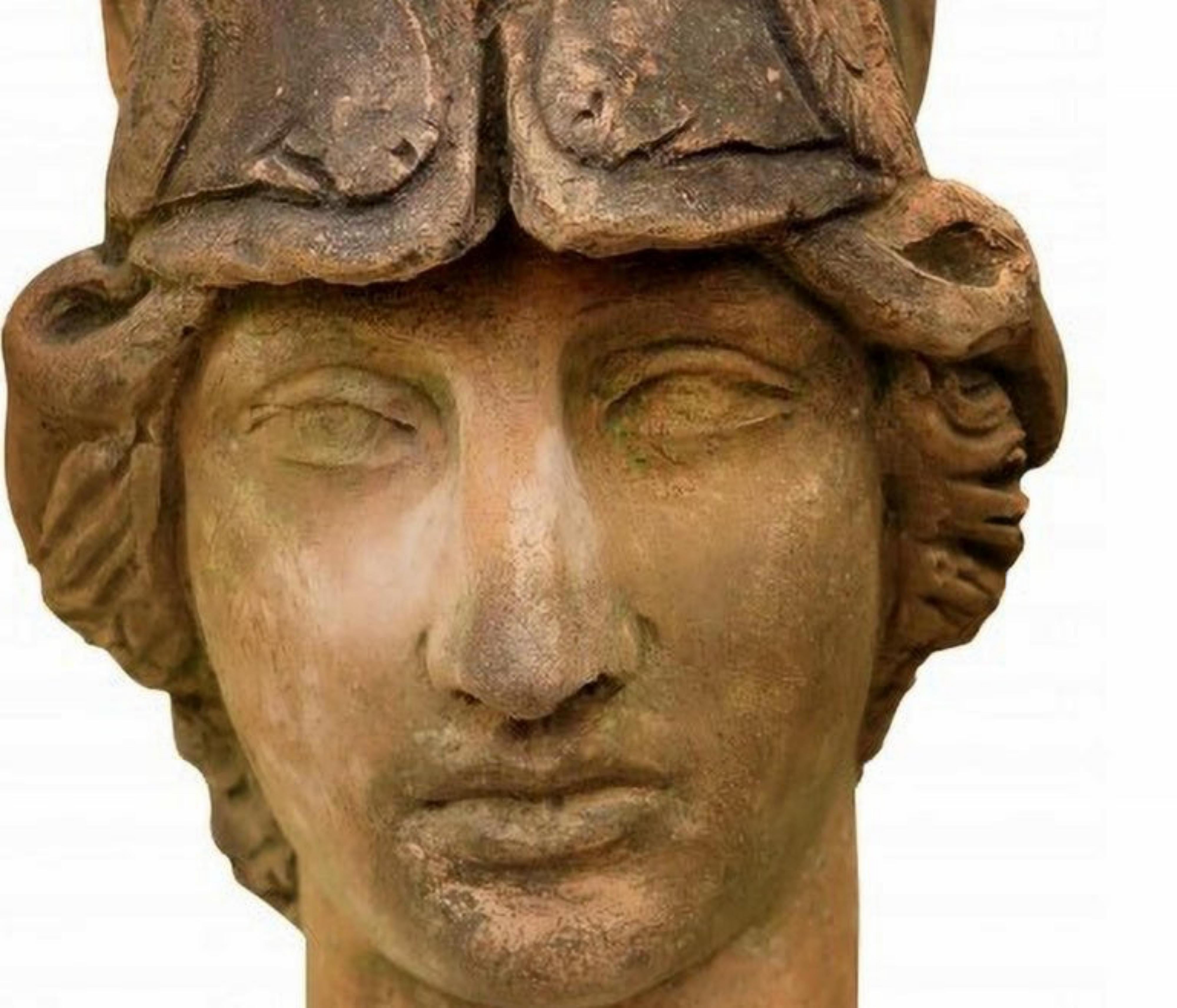 Giustiniani athena head in patinated terracotta early 20th century.

The Athena-Minerva Giustiniani is a Roman copy of the Antonine period of a Greek original depicting Pallas Athena executed between the end of the 5th and the beginning of the 4th