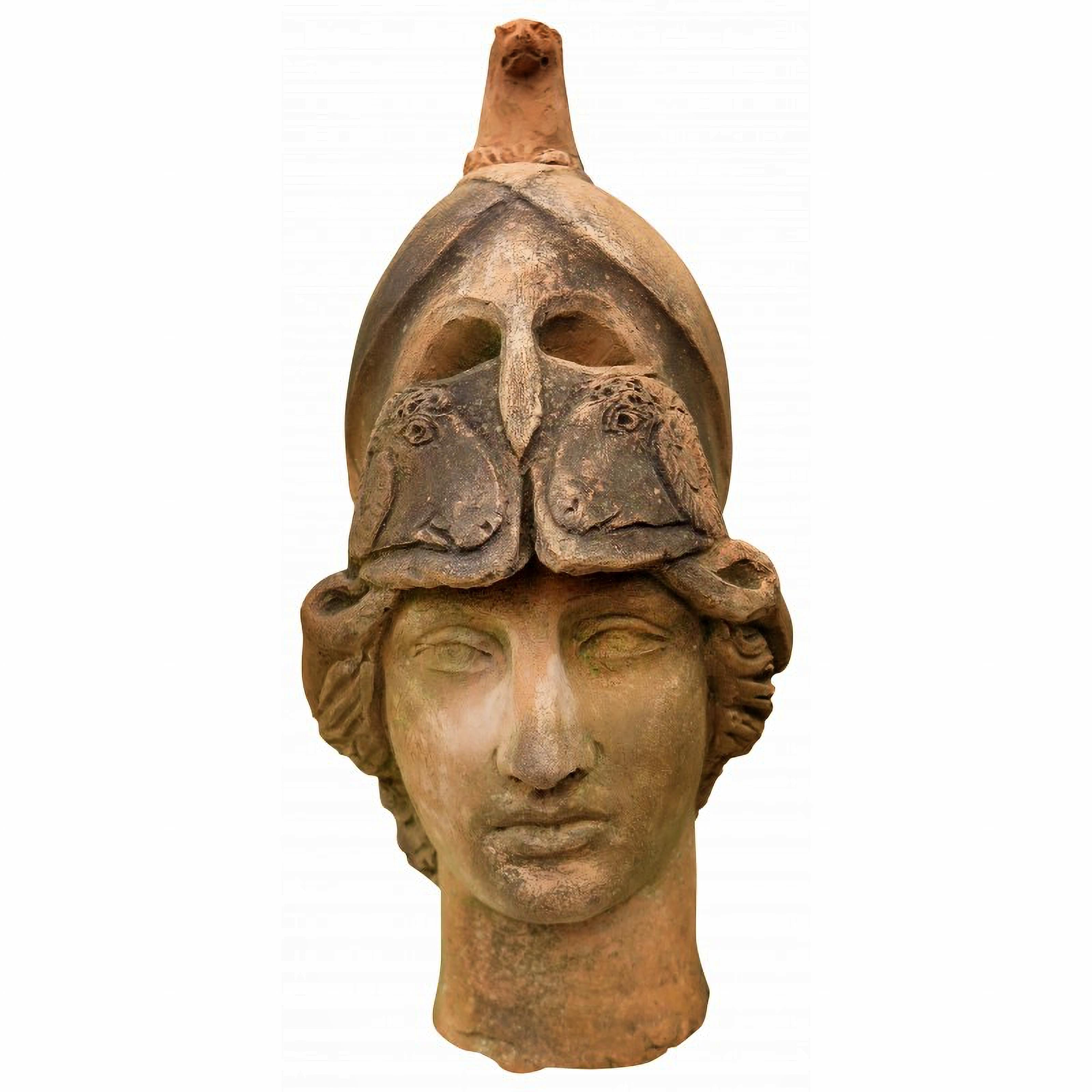 Italian Giustiniani Athena Head in Patinated Terracotta Early 20th Century