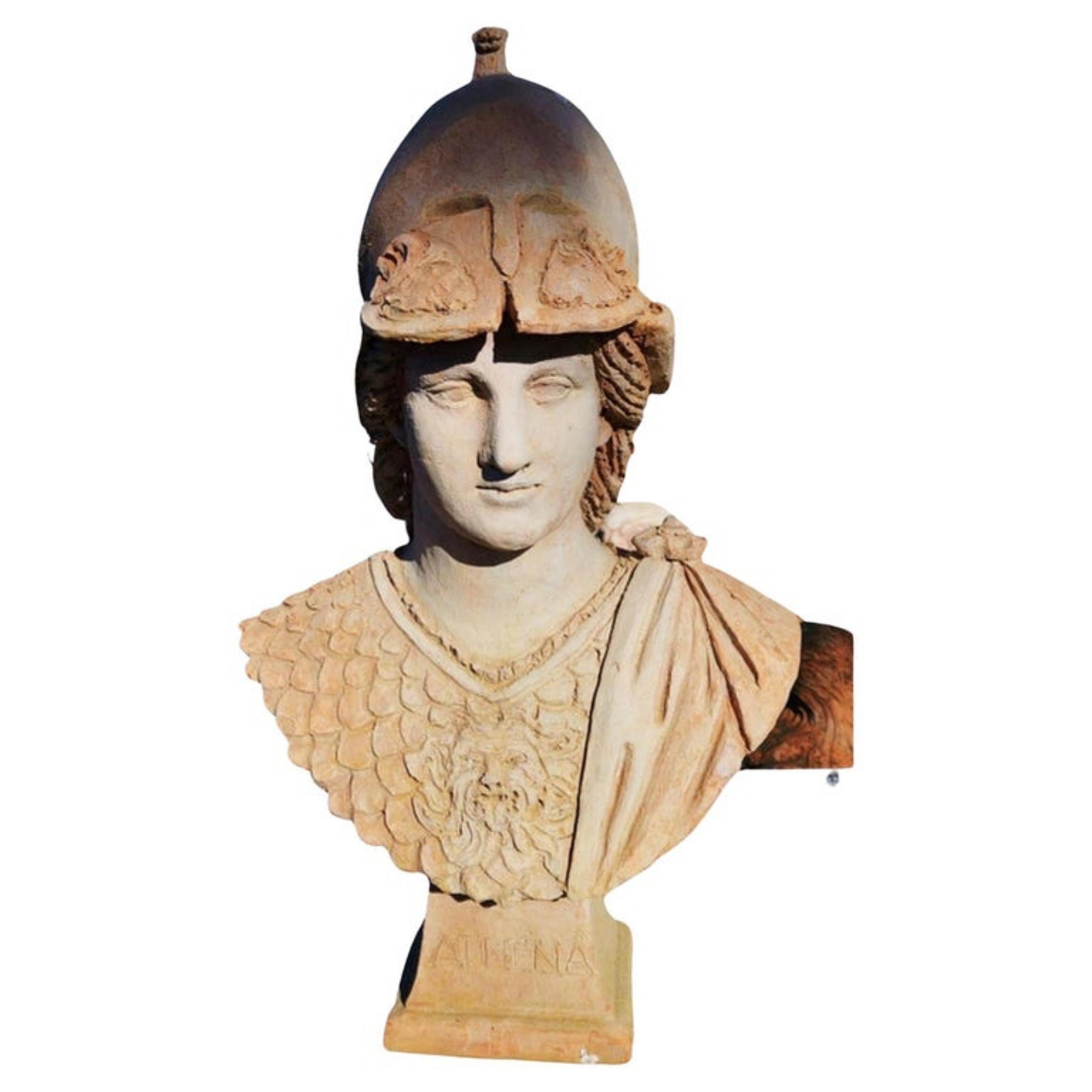 Giustiniani Athena Head in Patinated Terracotta Early 20th Century In Good Condition For Sale In Madrid, ES