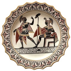 Plato de cerámica con motivos egipcios Giustiniani con reflejos dorados, roedor