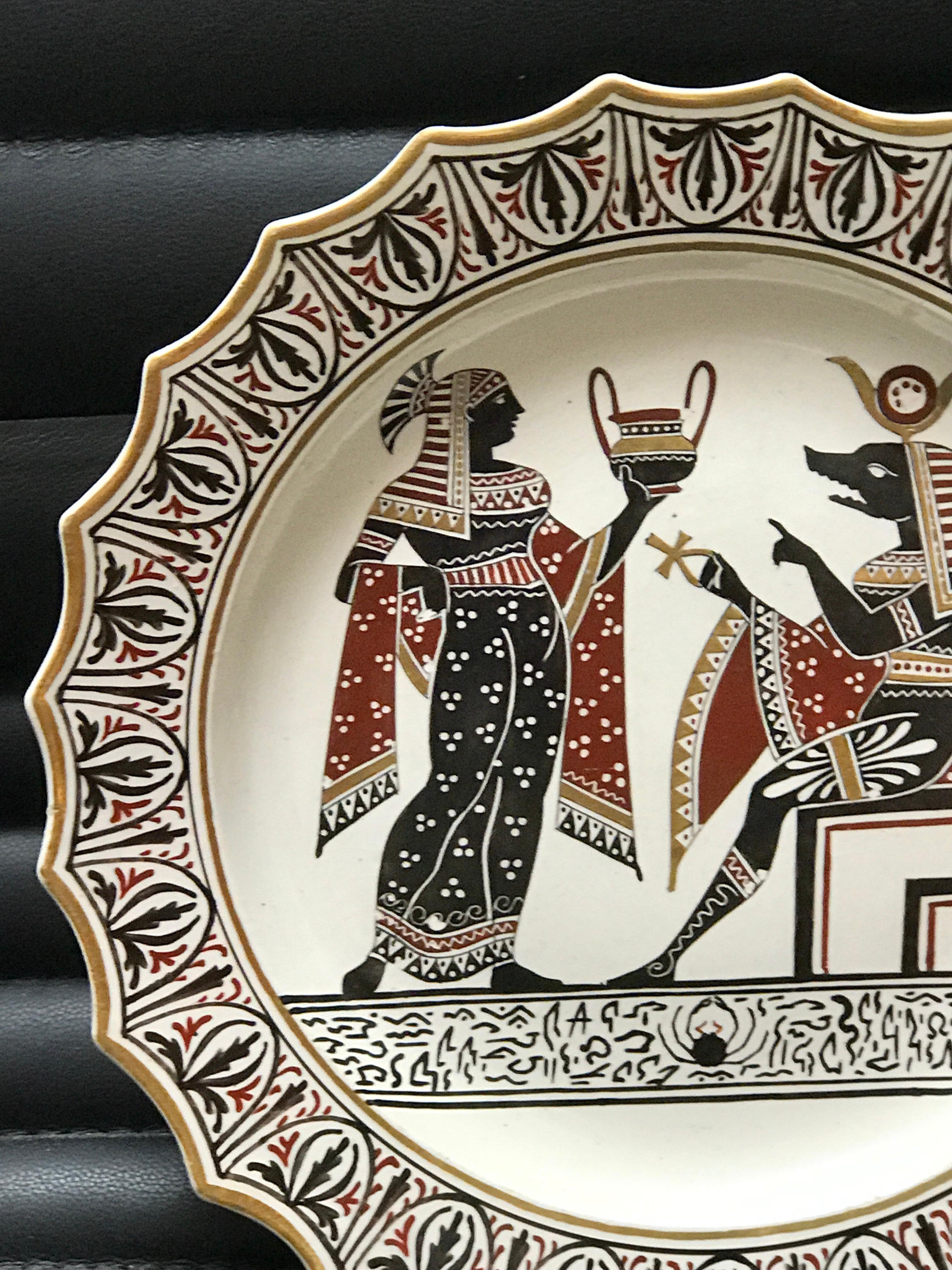 Grand Tour Assiette en poterie Giustiniani Egyptomania avec Anubis en vente