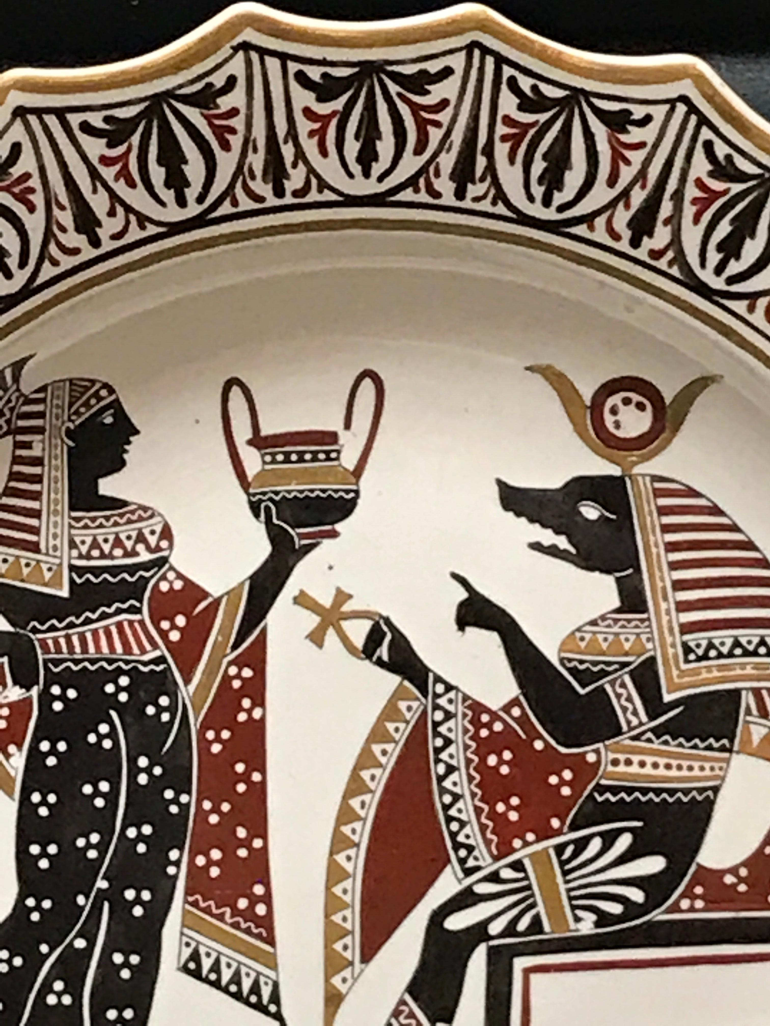 19th Century Giustiniani Egyptomania Pottery Plate with Anubis For Sale