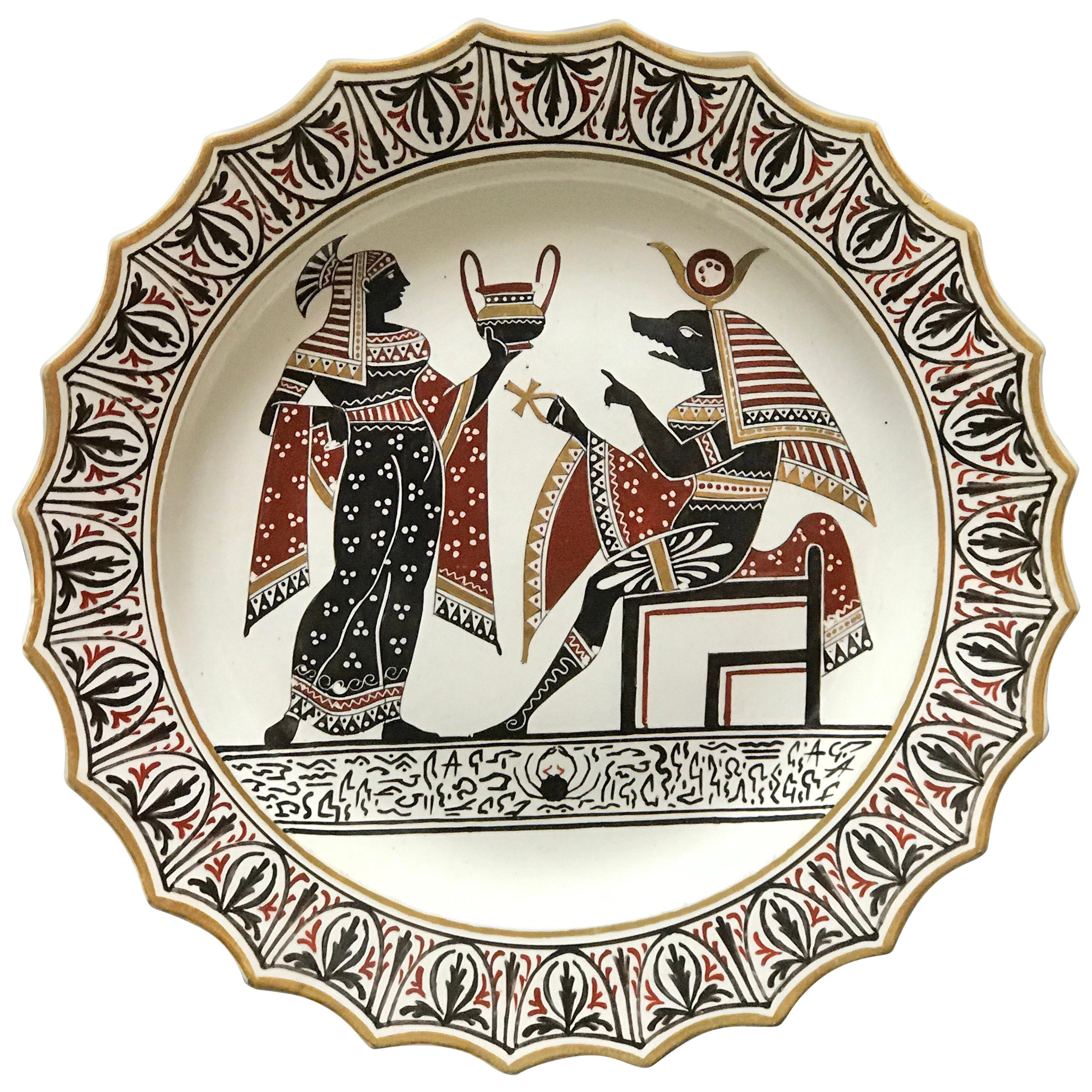 Assiette en poterie Giustiniani Egyptomania avec Anubis