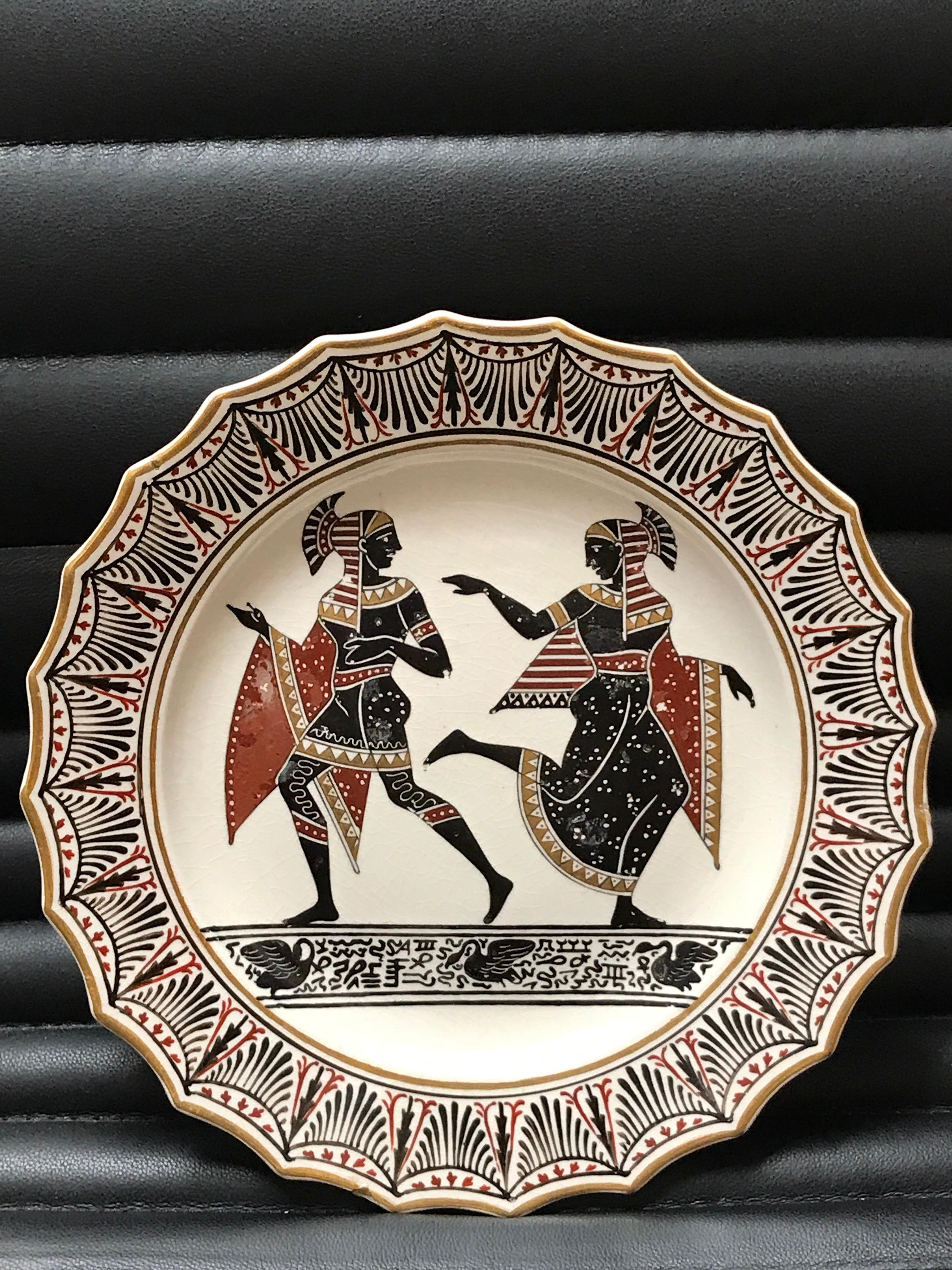 Grand Tour Giustiniani Egyptomania Pottery Plate with Gilt Highlights, Swan Left For Sale