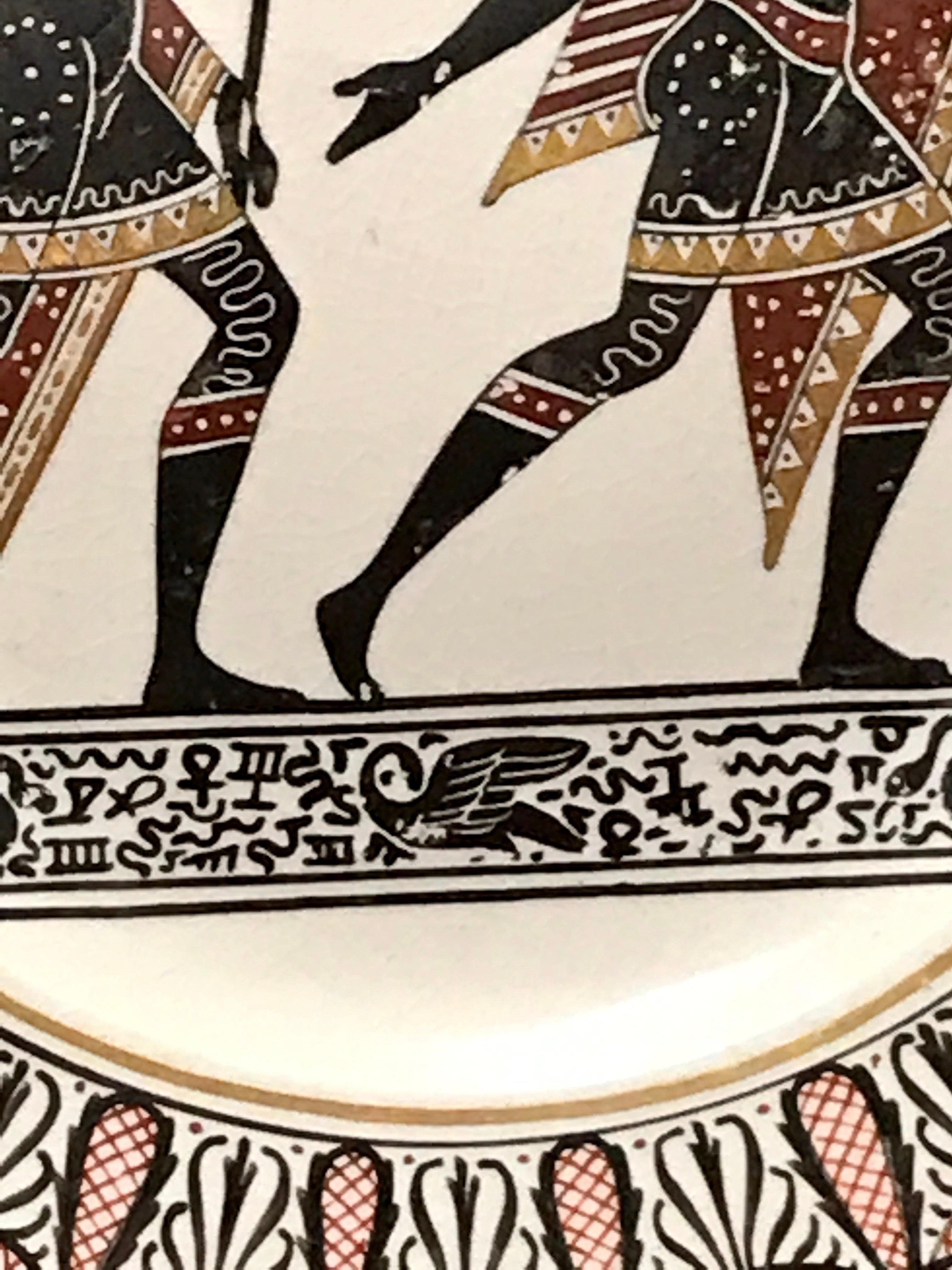 19th Century Giustiniani Egyptomania Pottery Plate with Gilt Highlights, Swan Right For Sale