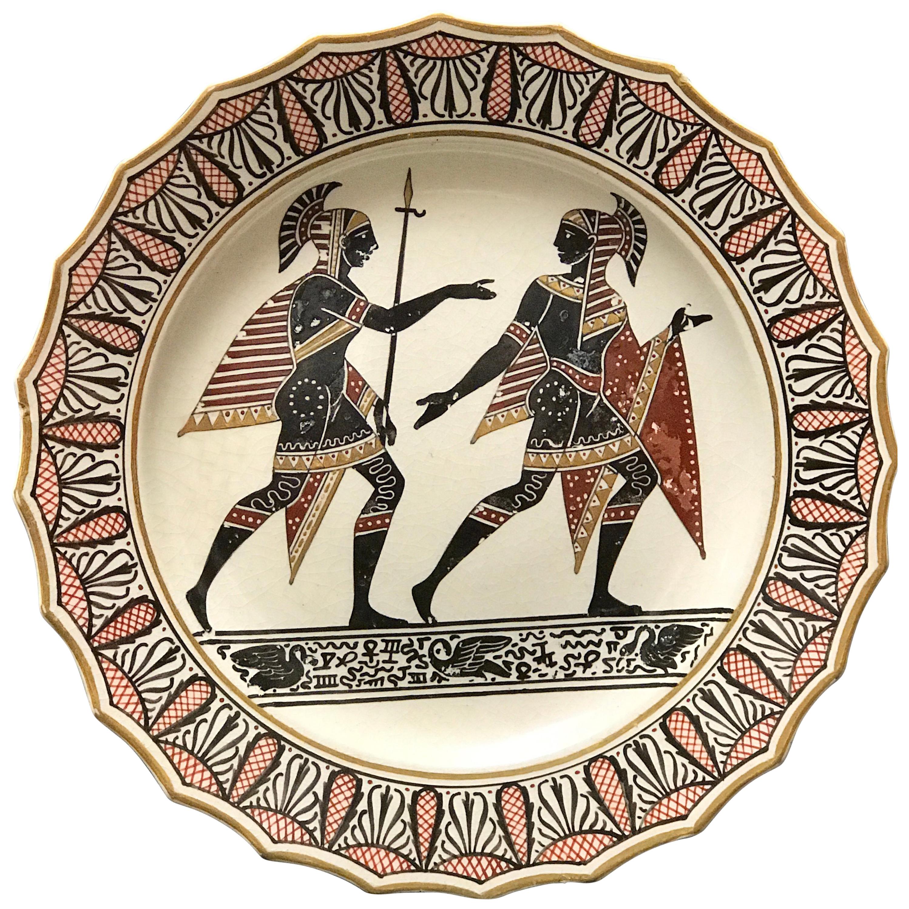Giustiniani Egyptomania Pottery Plate with Gilt Highlights, Swan Right For Sale
