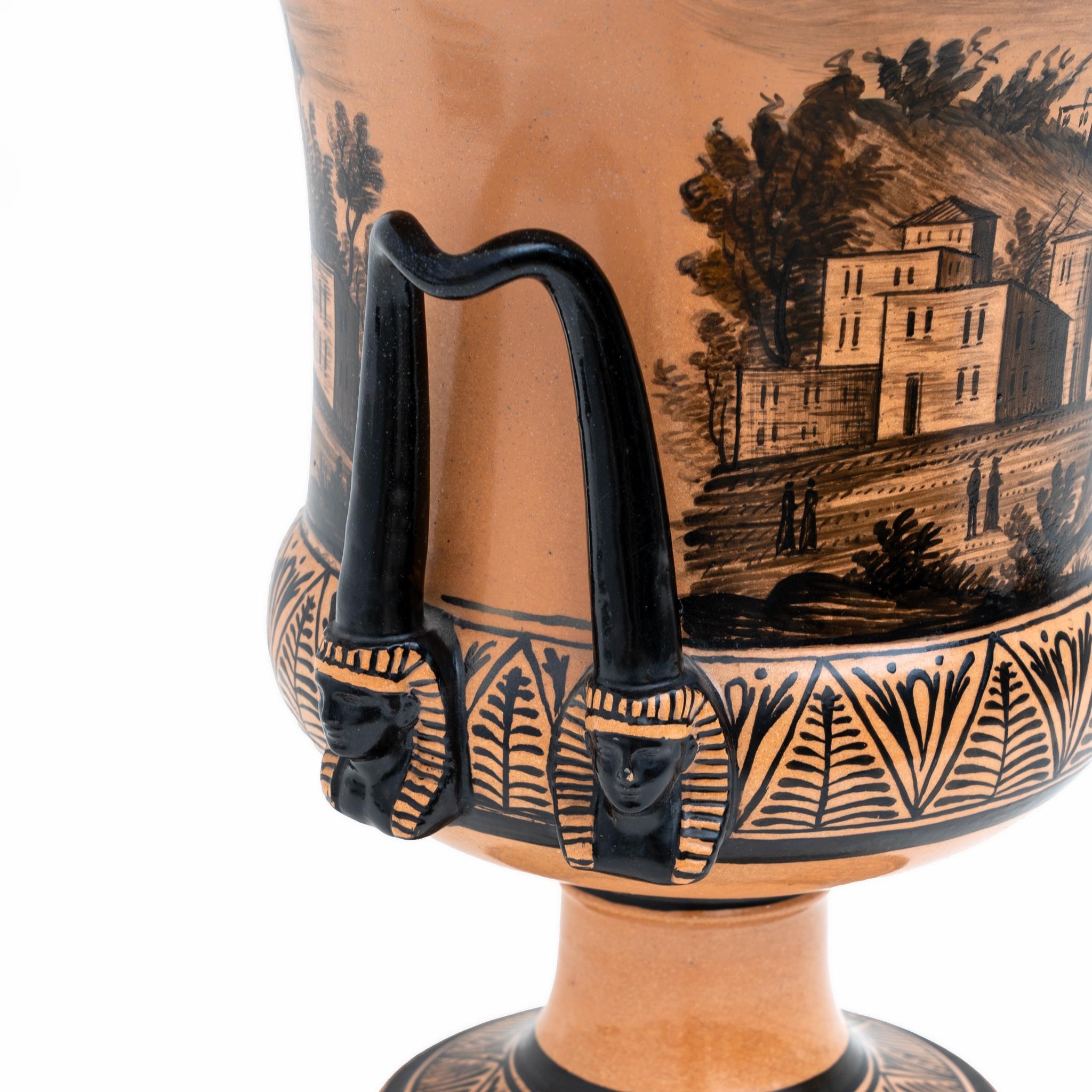 Vaso a cratere in terracotta della manifattura Giustiniani della metà del XIX secolo, Napoli In condizioni buone in vendita a Puglia, Puglia