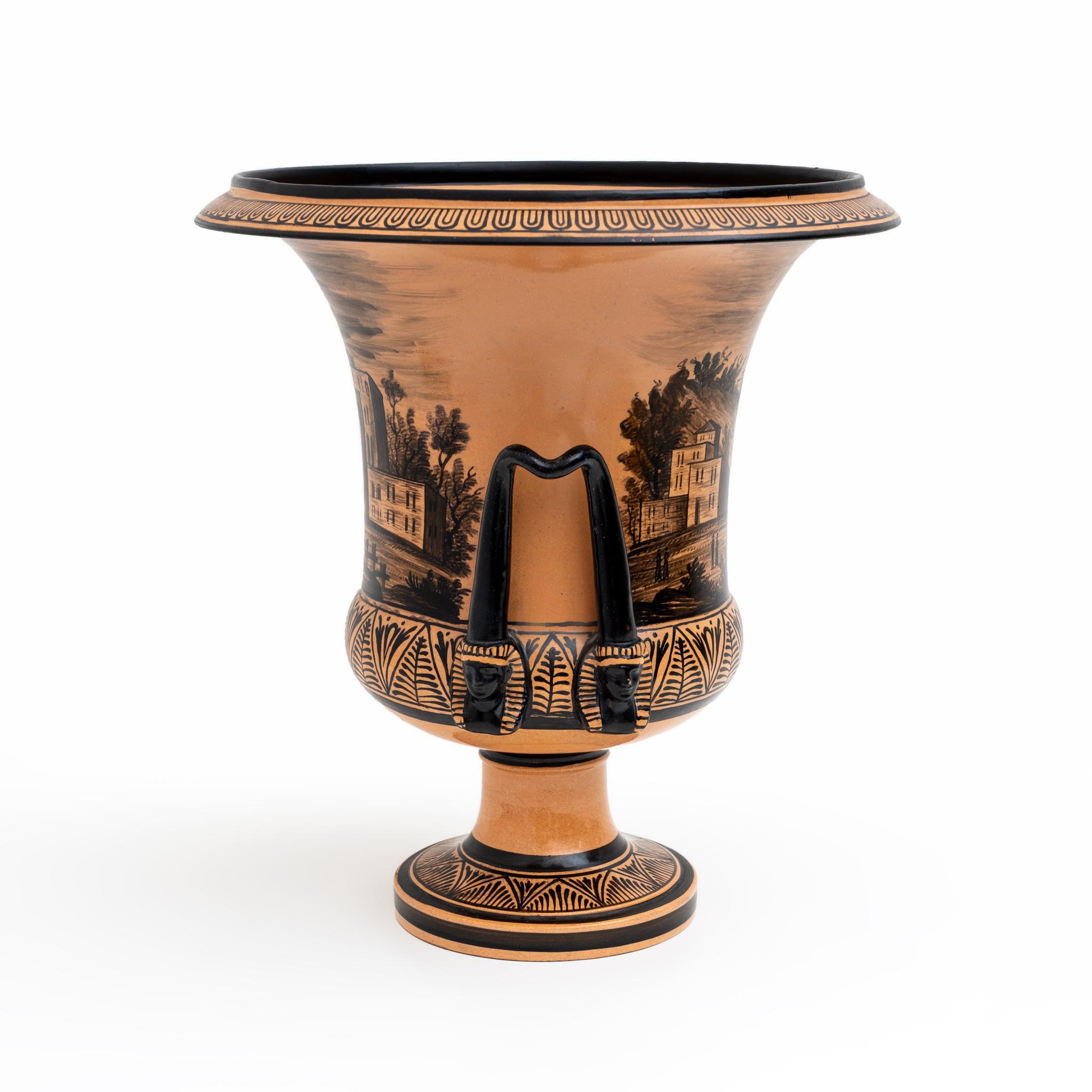 Metà XIX secolo Vaso a cratere in terracotta della manifattura Giustiniani della metà del XIX secolo, Napoli in vendita