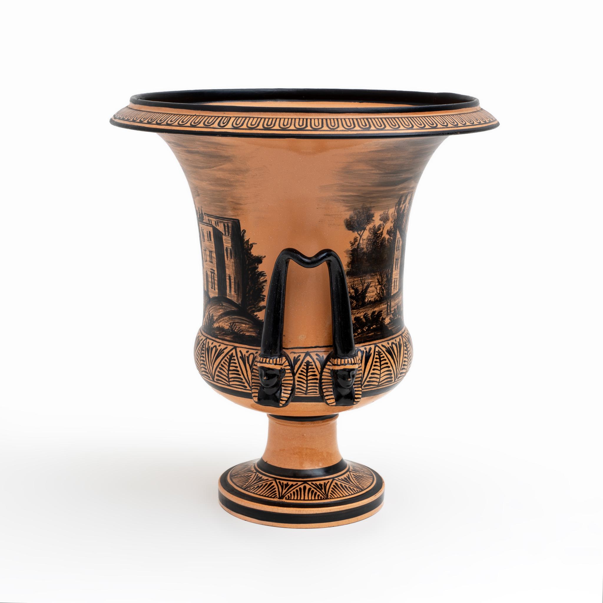 Terracotta Vaso a cratere in terracotta della manifattura Giustiniani della metà del XIX secolo, Napoli in vendita