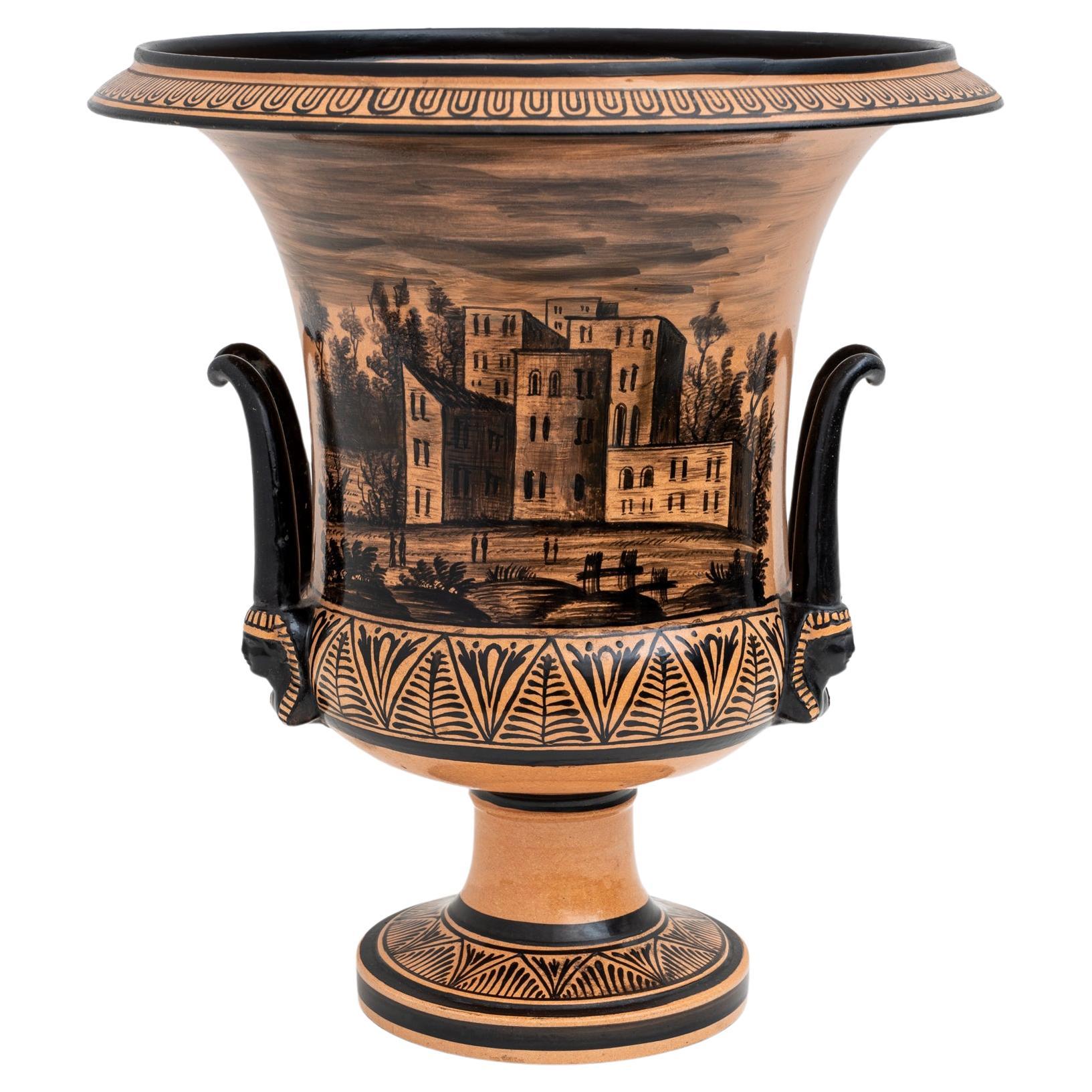 Vase à cratère en faïence de la manufacture Giustiniani, Naples, milieu du XIXe siècle