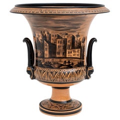 Giustiniani Manufacture Mid-19th Century Earthenware Crater Vase, Naples