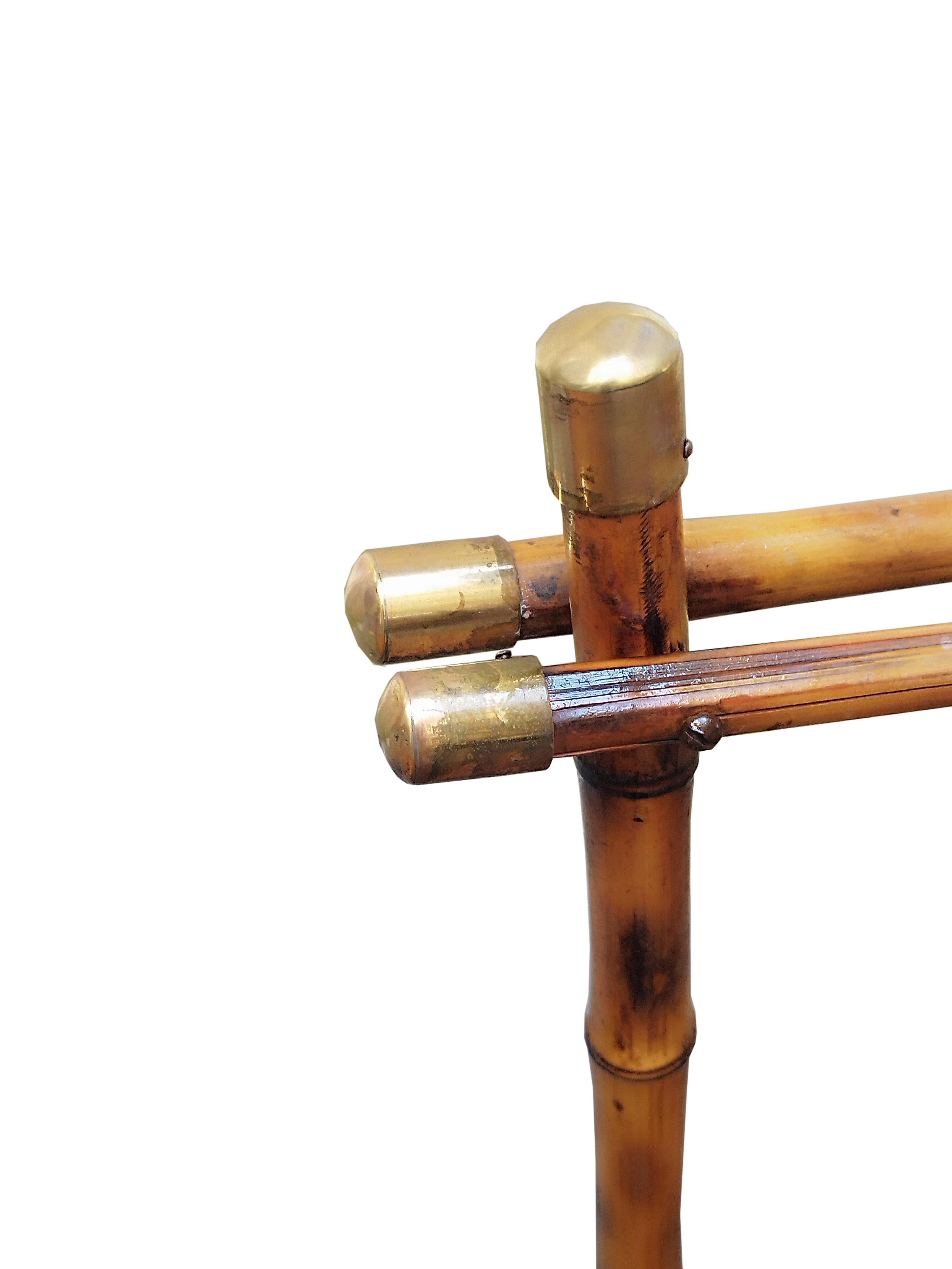 Late 20th Century Giusto Puri Purini Pair of Bamboo and Brass Two Armchairs. Italy 1970s For Sale