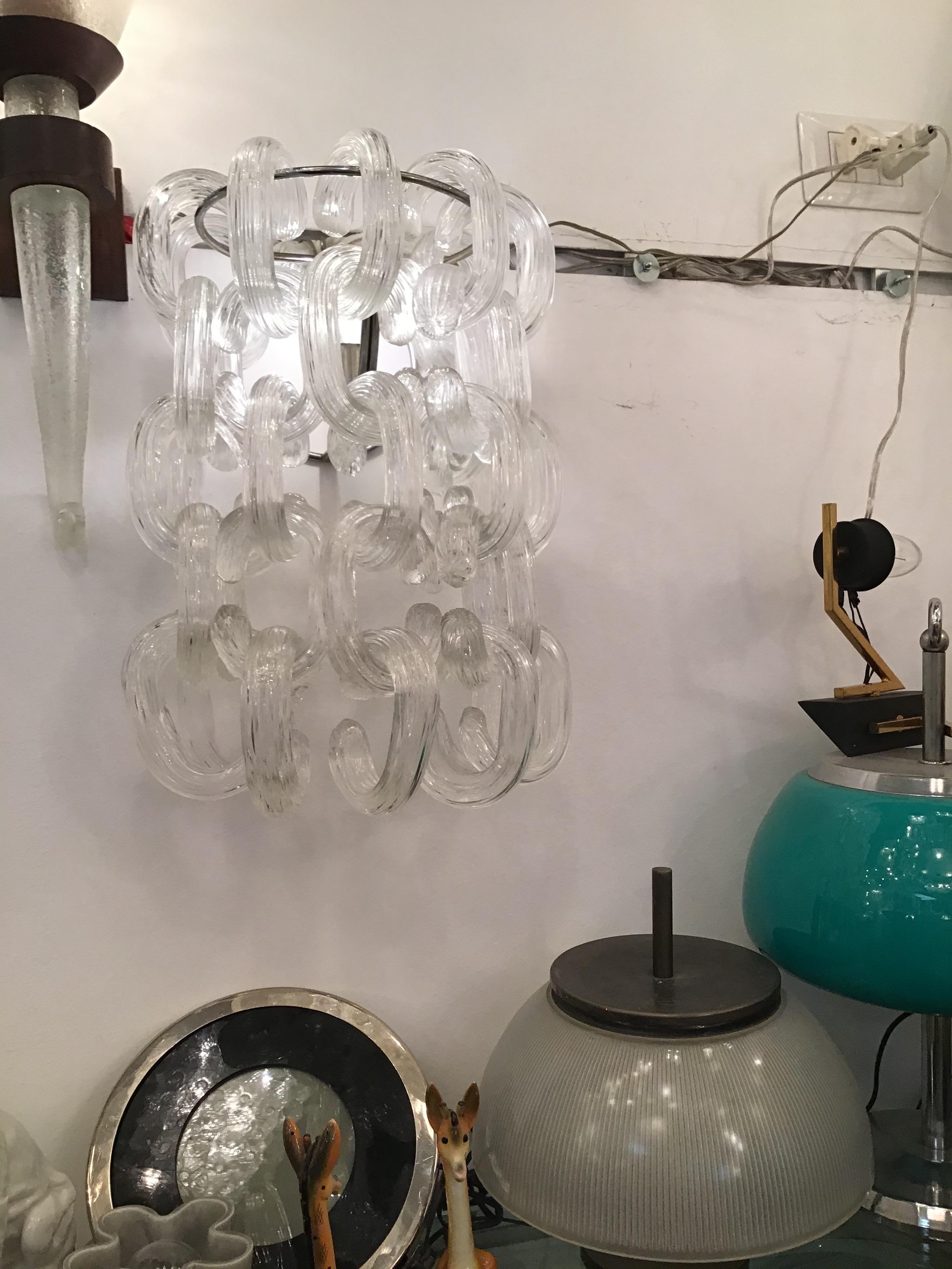 Italian Giusto Toso Sconces Murano Glass Metal Crome, 1960, Italy For Sale