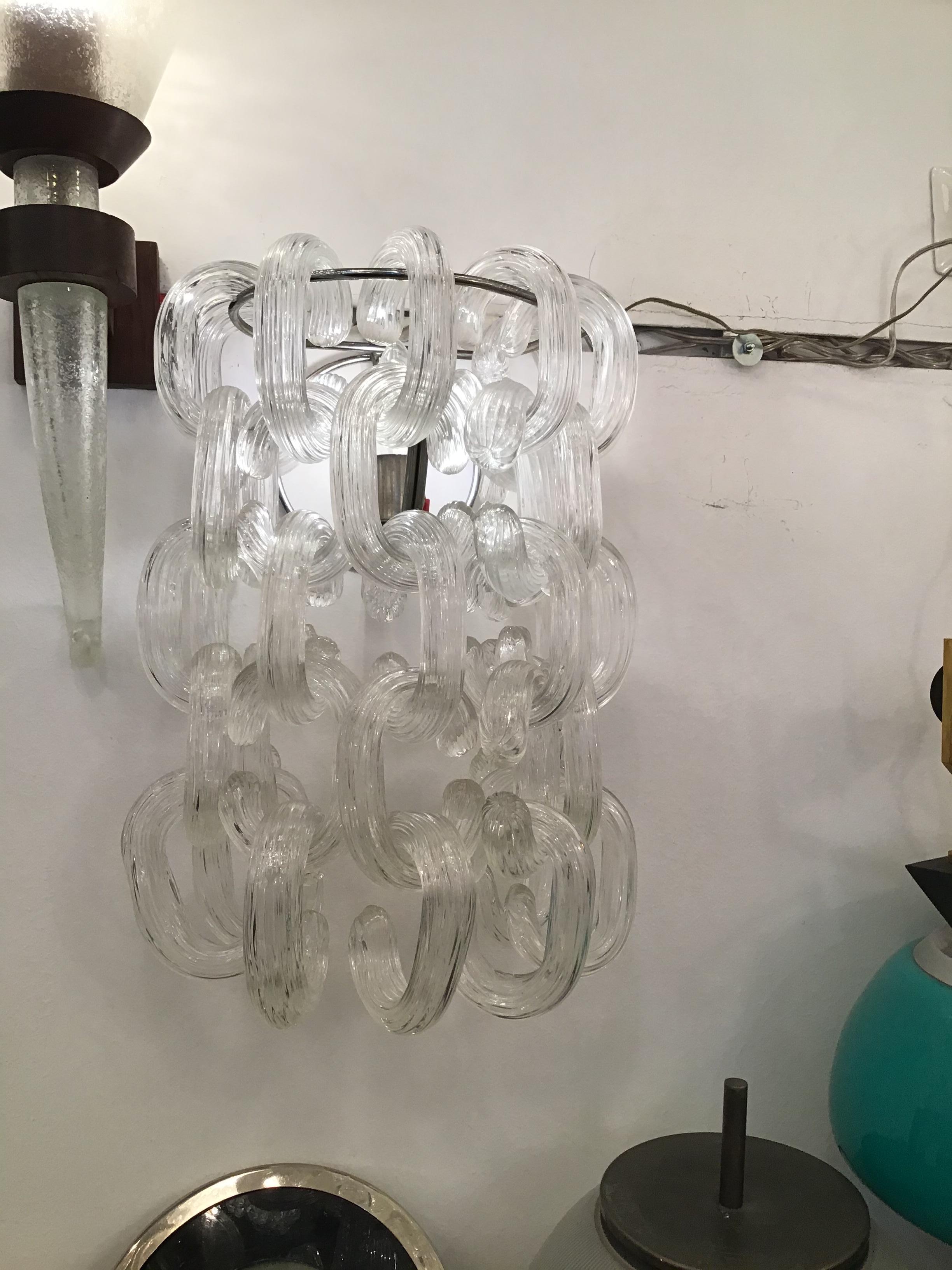 Giusto Toso Sconces Murano Glass Metal Crome, 1960, Italy  For Sale 1