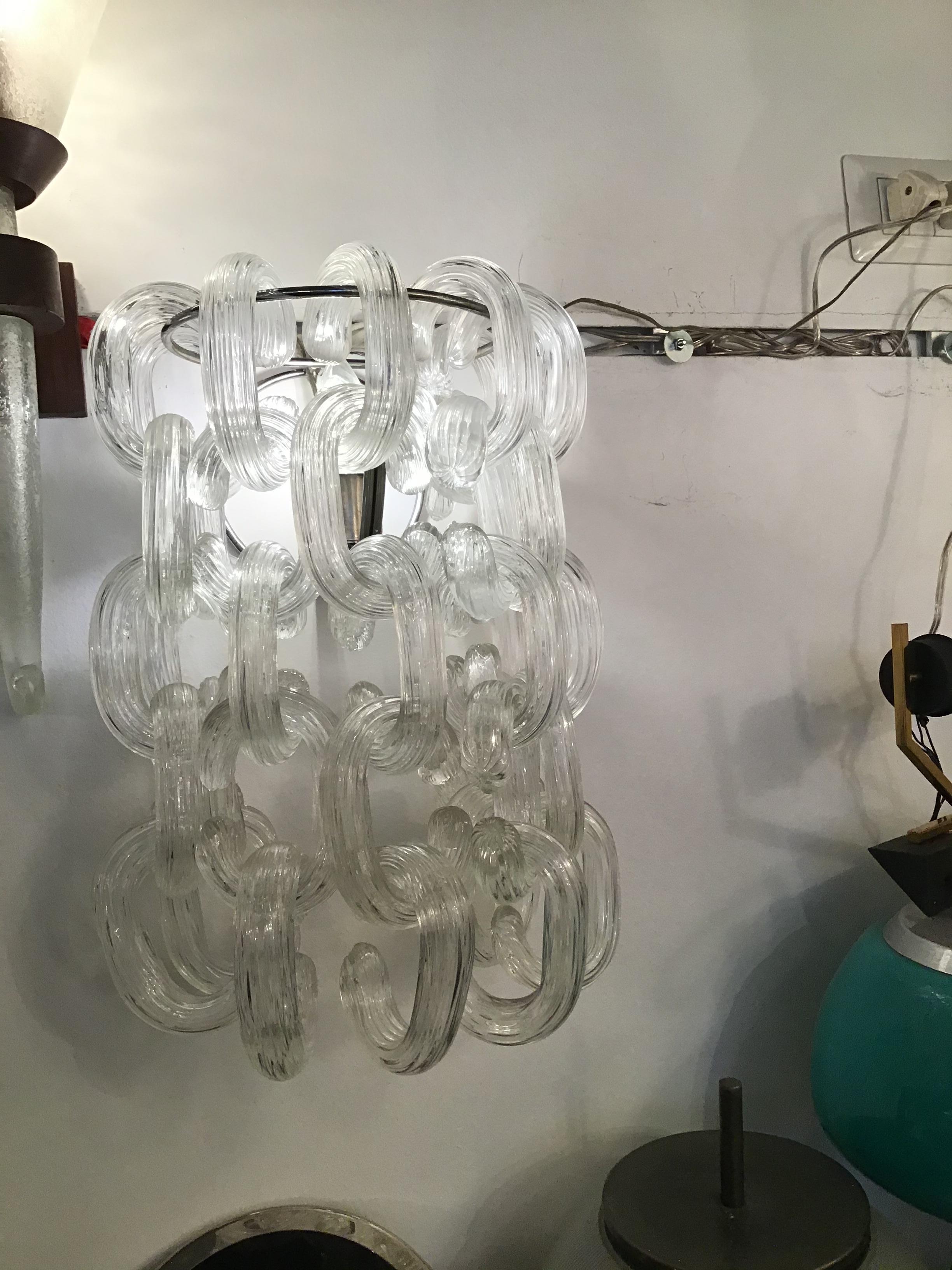 Giusto Toso Sconces Murano Glass Metal Crome, 1960, Italy For Sale 1