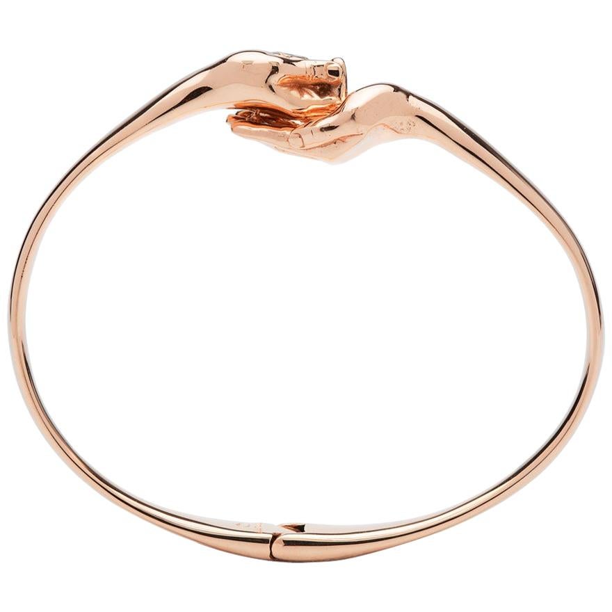 Give & Receive 18 Carat Rose Golden Bangle Bracelet by Lorenzo Quinn For Sale