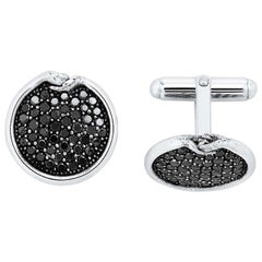 Give and Receive 18 Carat White Gold Cufflinks with Black Diamonds for Him
