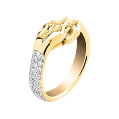 Give & Receive 18 Carat Yellow Gold Ring Pave Set with Diamonds by Lorenzo Quinn