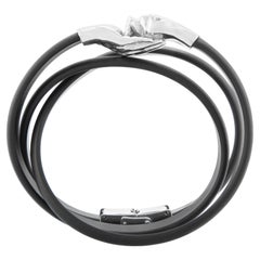 Give and Receive Double Twist Silver and Rubber Bracelet with Black Strap