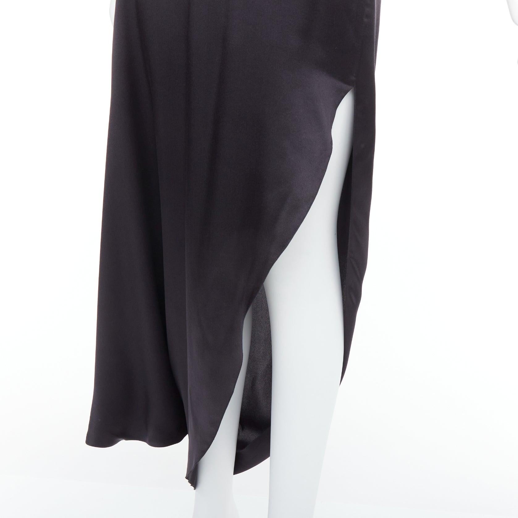 GIVENCHY 100% silk black leather pearl embellished one shoulder dress FR38 M For Sale 2