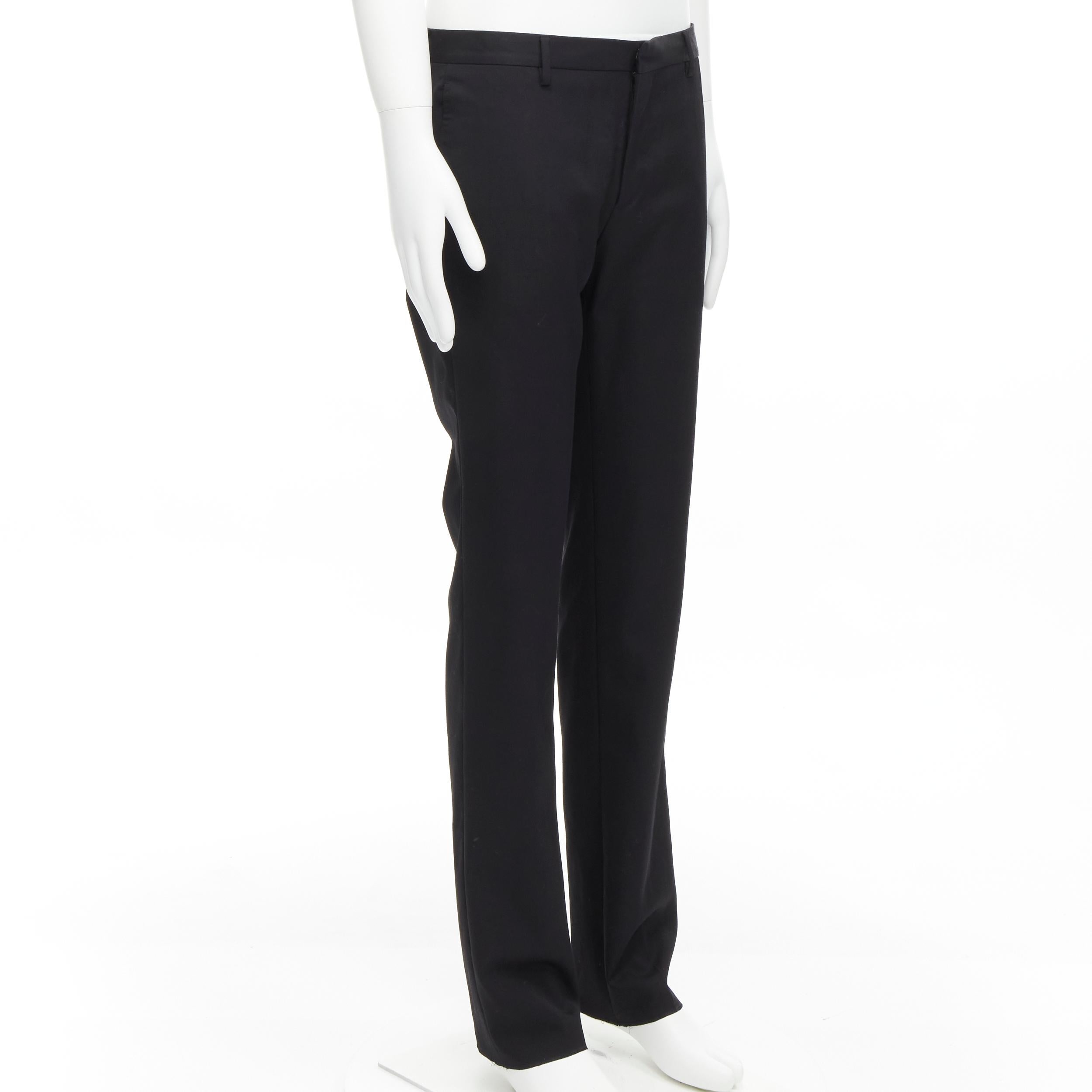 GIVENCHY 100% wool black straight leg trousers pants EU48 M In Excellent Condition For Sale In Hong Kong, NT