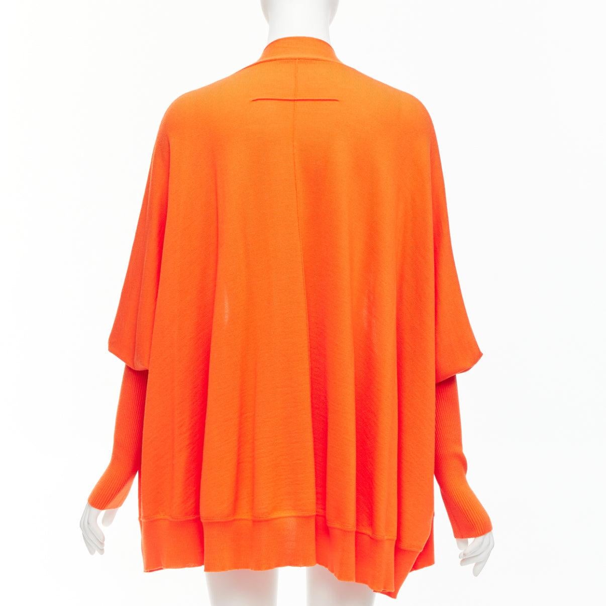 GIVENCHY 100% wool orange draped batwing ribbed sleeves relaxed cardigan M For Sale 1