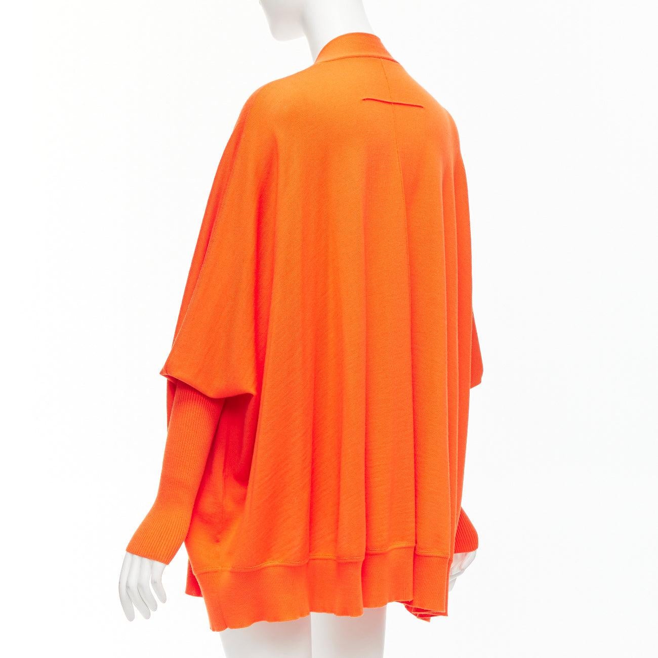 GIVENCHY 100% wool orange draped batwing ribbed sleeves relaxed cardigan M For Sale 2